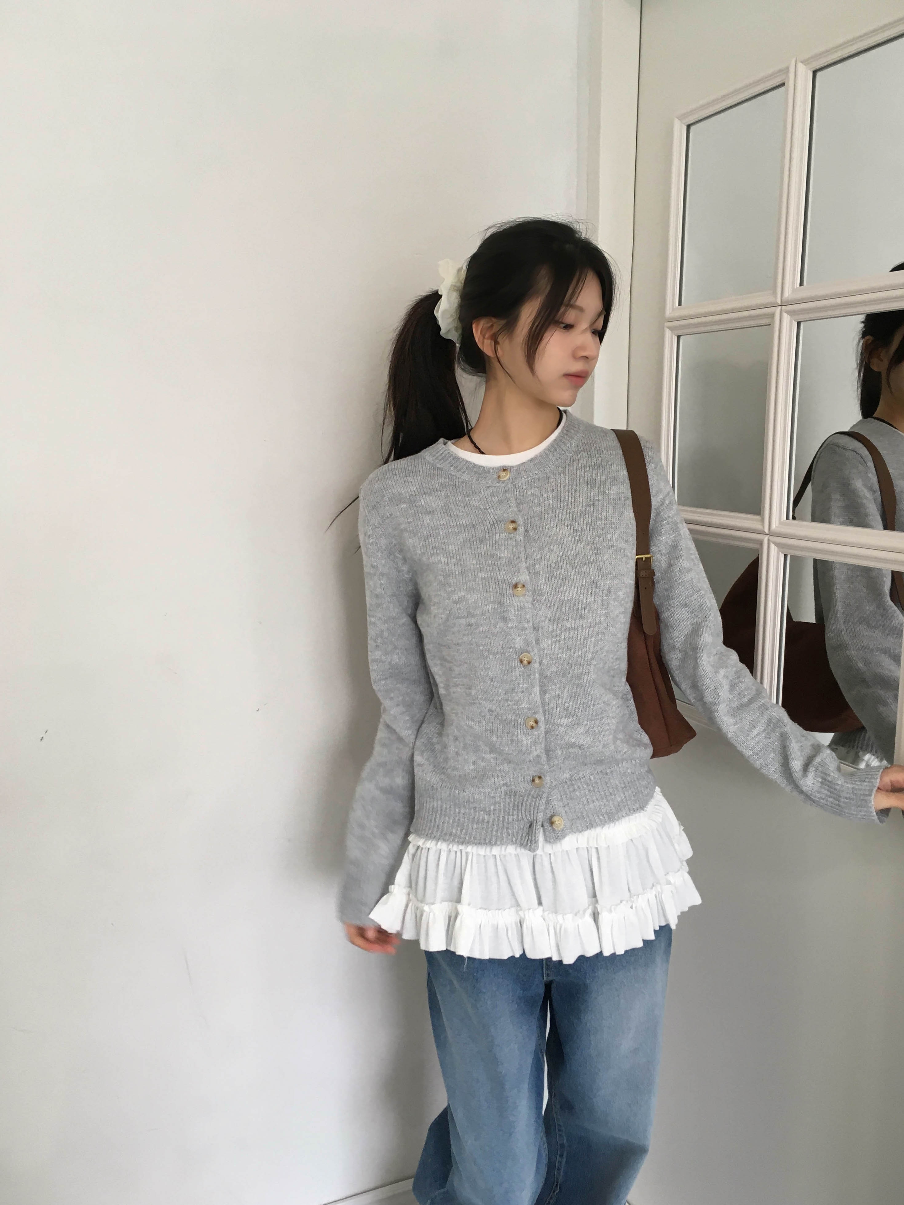 *2개 구매시 할인* [6color🌼/사계절용] 스프링 데일리 라운드넥 니트 가디건 상세 이미지 17