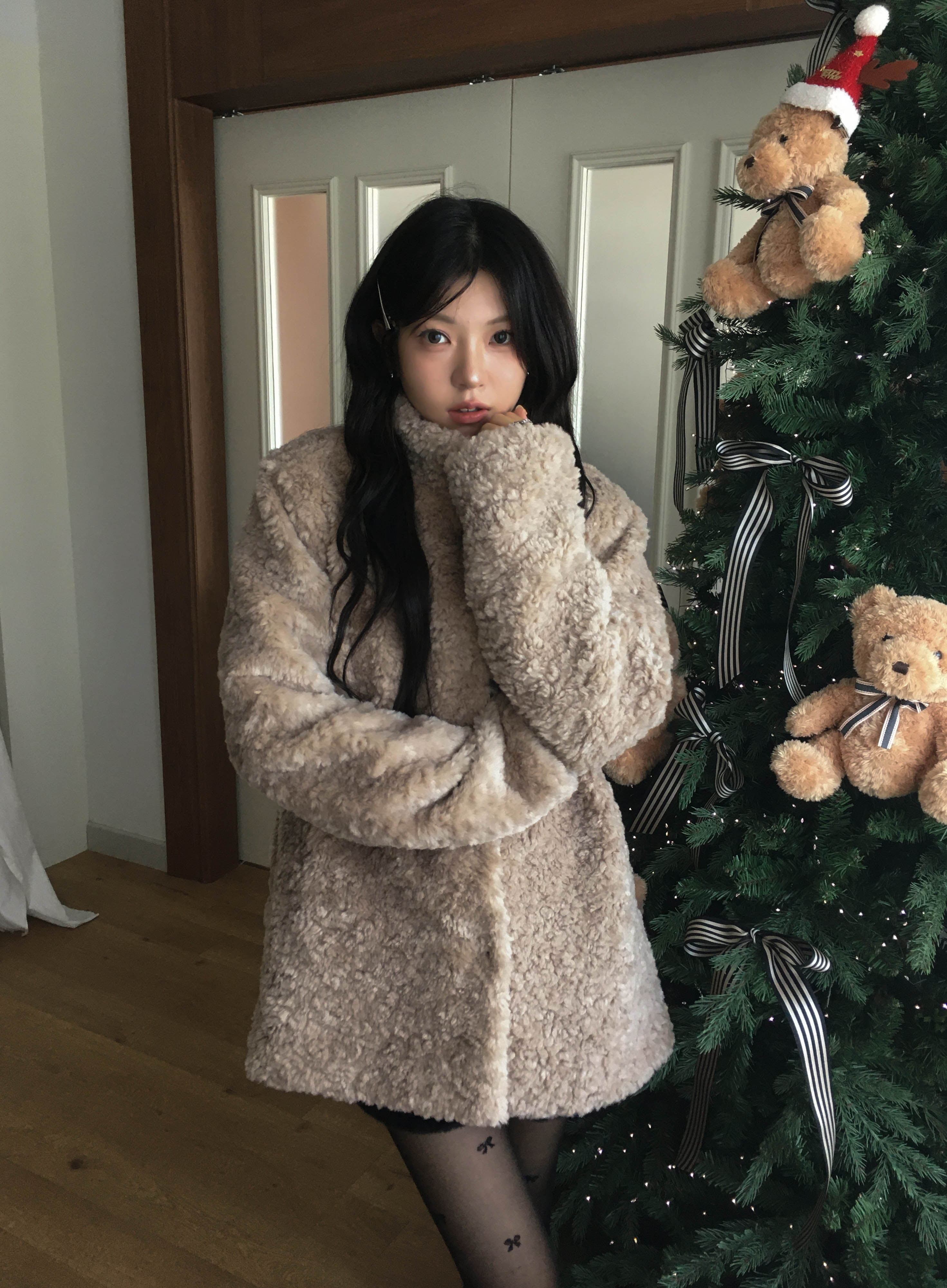 [고퀄리티🧸/MD소장] 안감 누빔 오버핏 하이넥 양털 하프 코트 상세 이미지 15