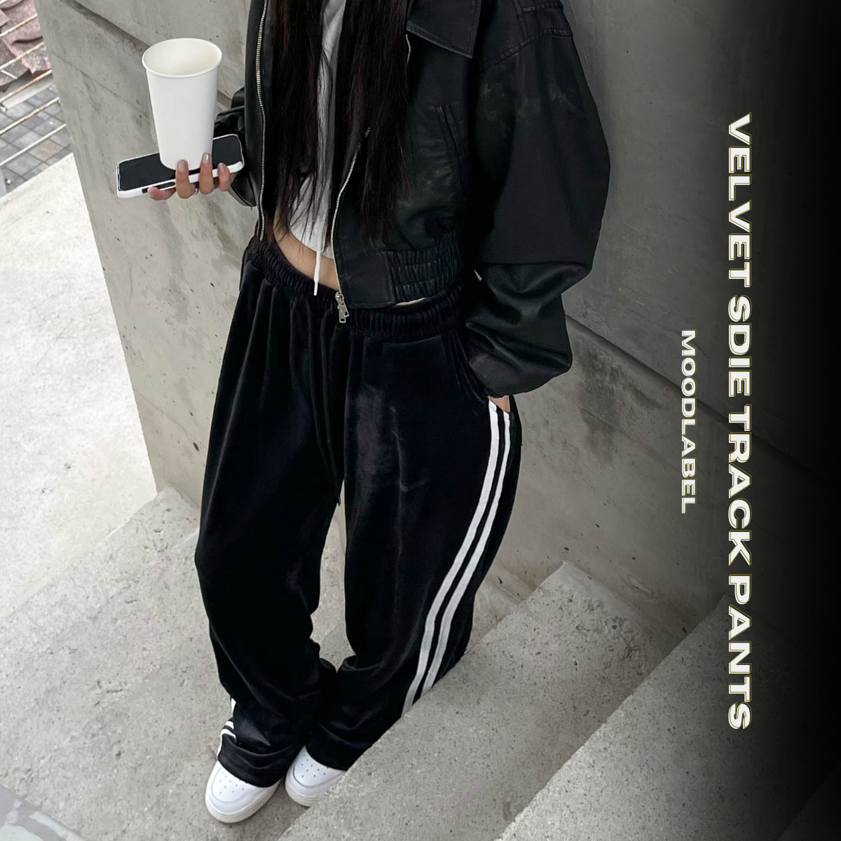 [기모🔥]  데일리 사이드 트랙 벨벳 와이드 트레이닝 팬츠 상세 이미지 3