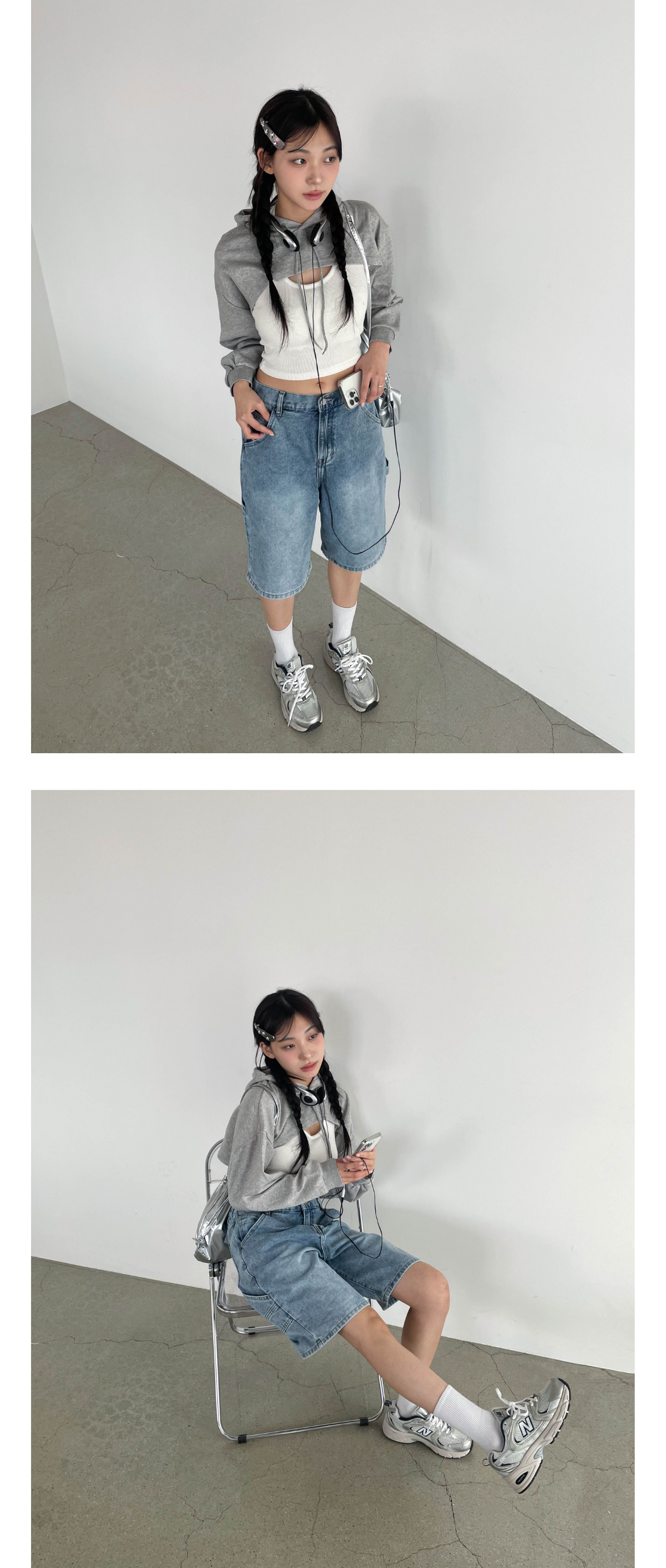 [2단기장/-2XL] 💙내추럴 워싱 와이드 카고 하프 데님팬츠 상세 이미지 20