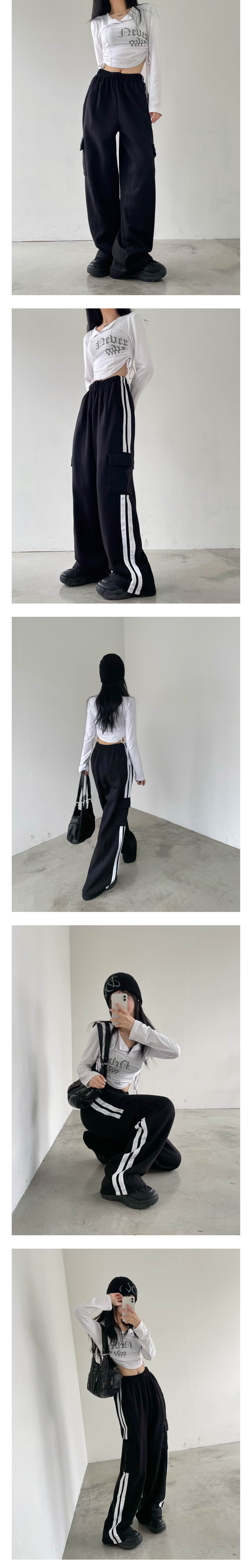 [TOO HIP] 기장&핏 너무 힙한, 와이드핏 코튼 카고 트랙 트레이닝 팬츠 상세 이미지 18