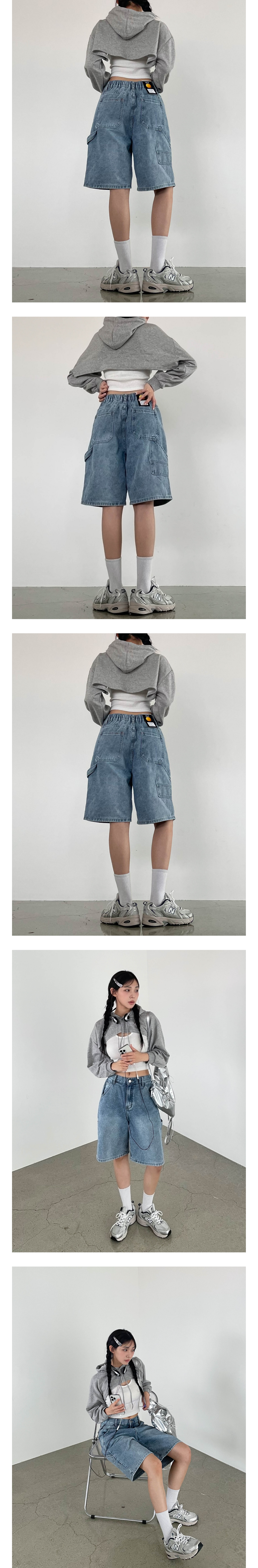 [2단기장/-2XL] 💙내추럴 워싱 와이드 카고 하프 데님팬츠 상세 이미지 18