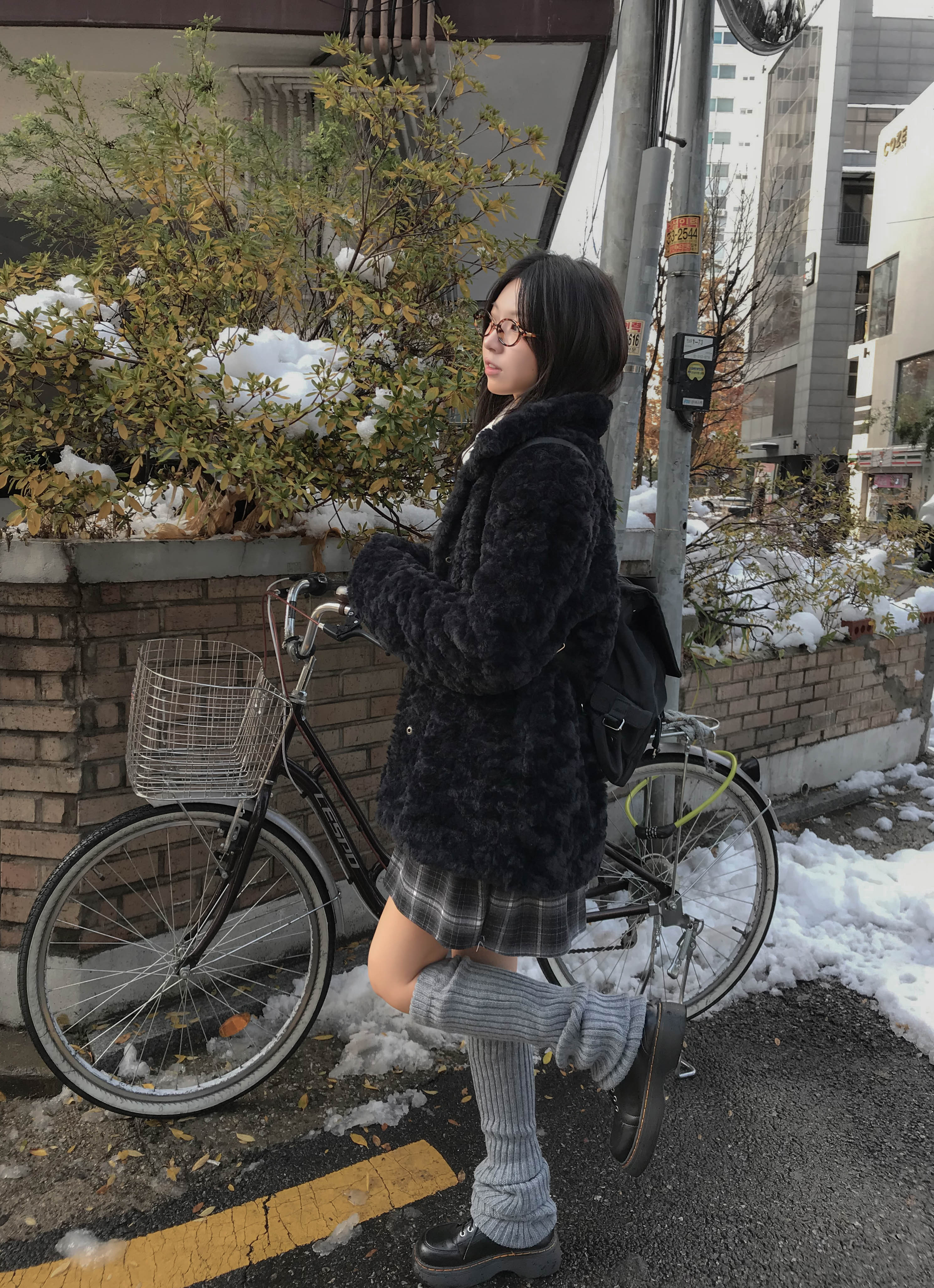 [고퀄리티🧸/MD소장] 안감 누빔 오버핏 하이넥 양털 하프 코트 상세 이미지 7