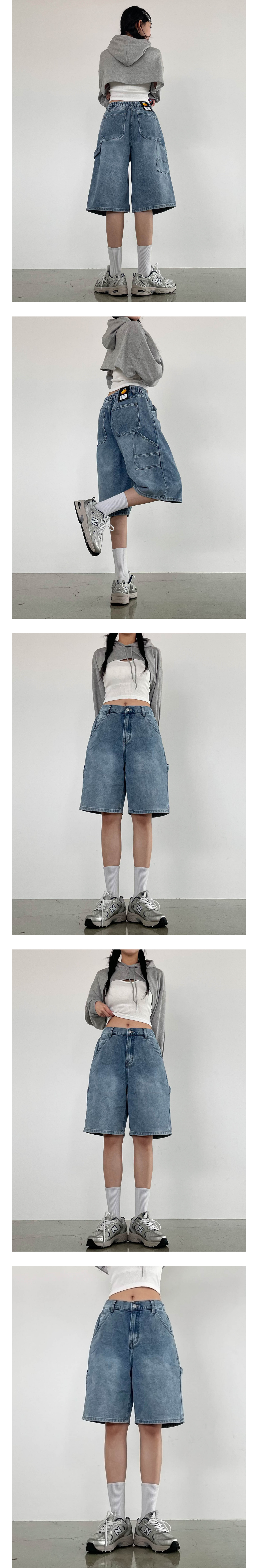 [2단기장/-2XL] 💙내추럴 워싱 와이드 카고 하프 데님팬츠 상세 이미지 17