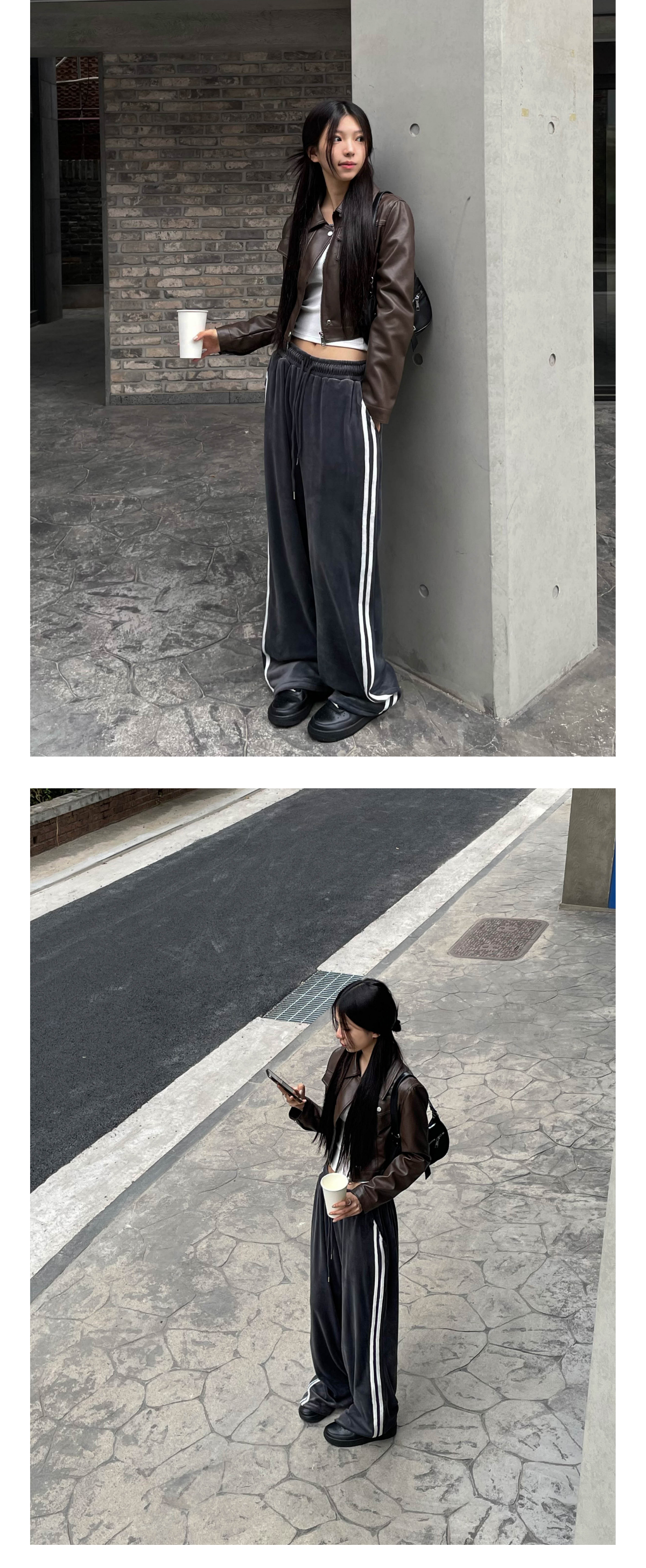 [기모🔥]  데일리 사이드 트랙 벨벳 와이드 트레이닝 팬츠 상세 이미지 11